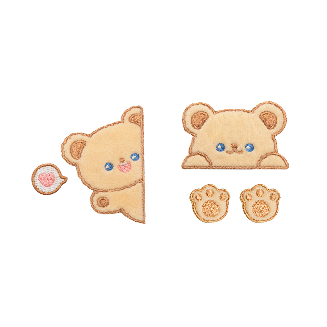 Fleece Teddy Bear Applique Patch – Embroidered Iron-On for Jackets, Bags & DIY Projects