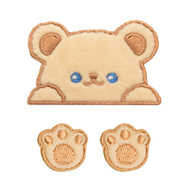 Fleece Teddy Bear Applique Patch – Embroidered Iron-On for Jackets, Bags & DIY Projects
