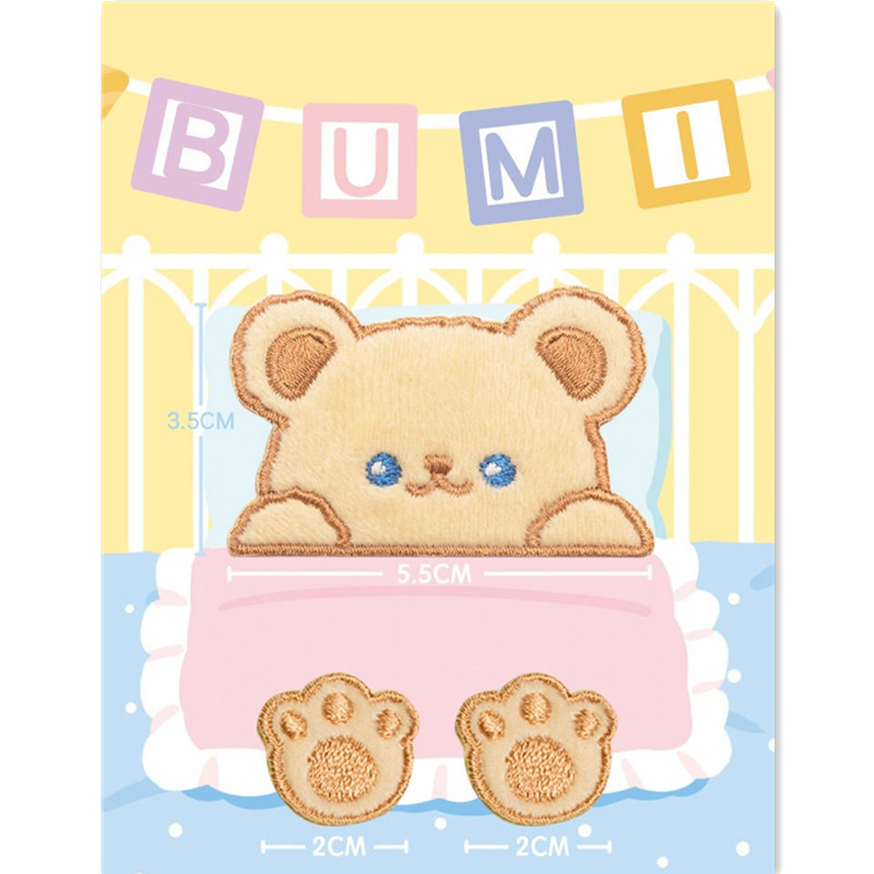 Fleece Teddy Bear Applique Patch – Embroidered Iron-On for Jackets, Bags & DIY Projects