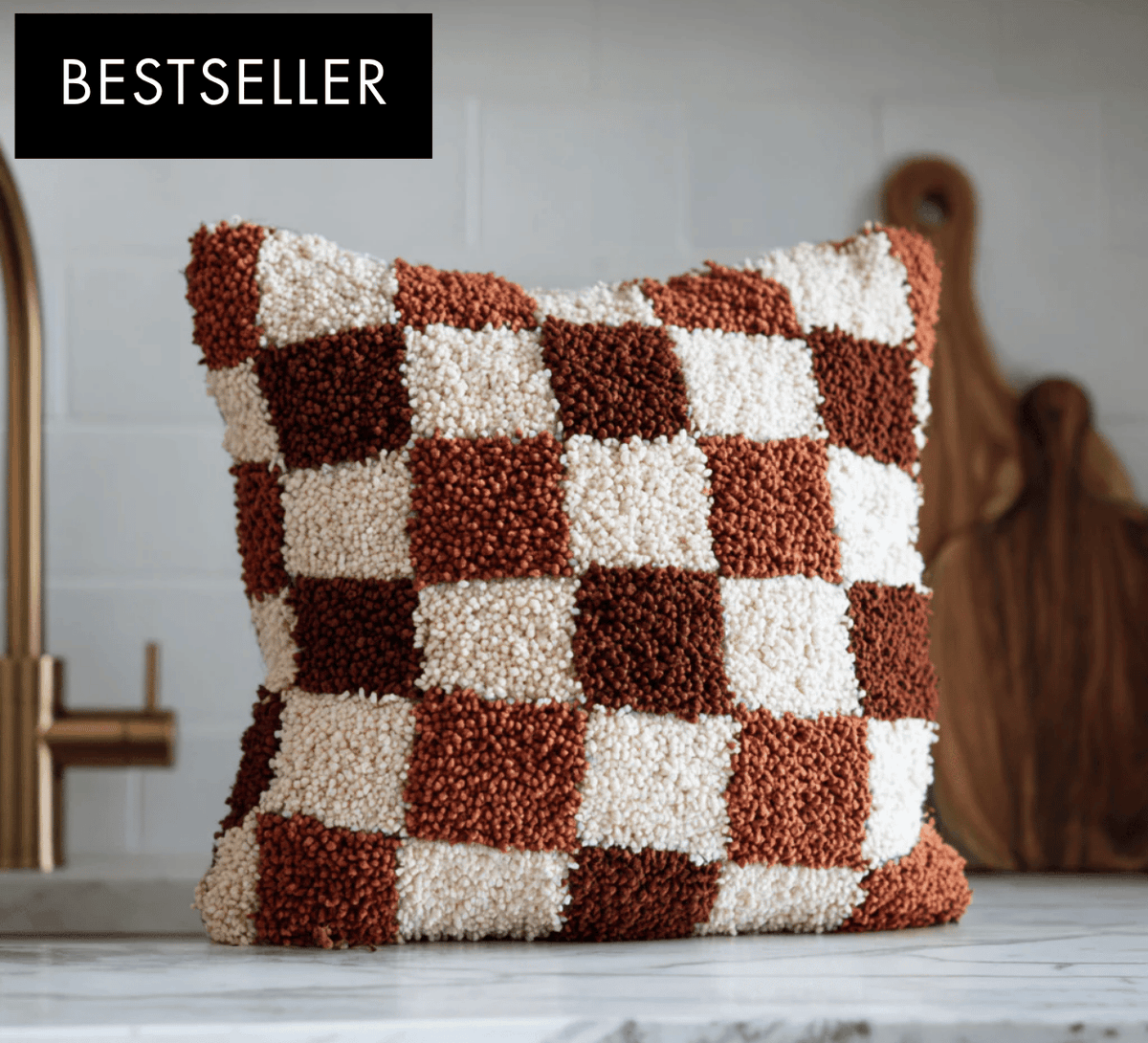 Smyrna Latch Hook Pillow - Checkered - Hajar FlatPackPony