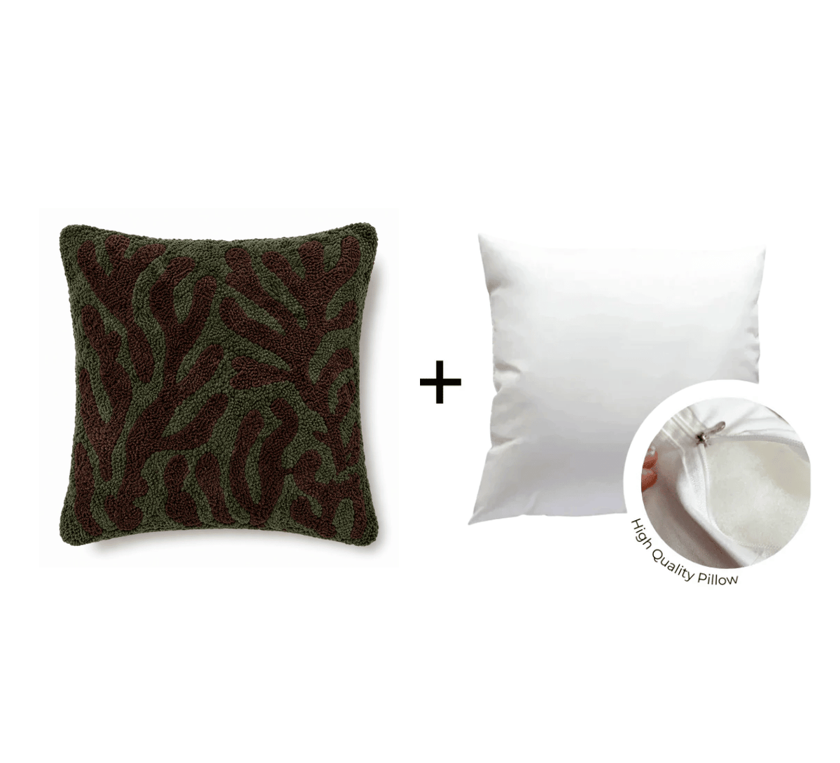 Smyrna Latch Hook Pillow - Brown and Green - Helena Flatpackpony
