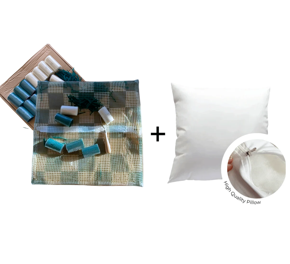 Smyrna Latch Hook Cushion - Checkered - Verde FlatPackPony