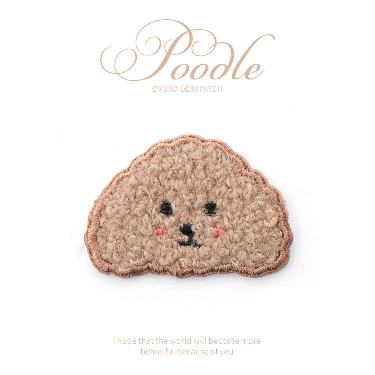 Poodle Head Applique Patch – Embroidered Iron-On for Jackets, Bags & DIY Projects