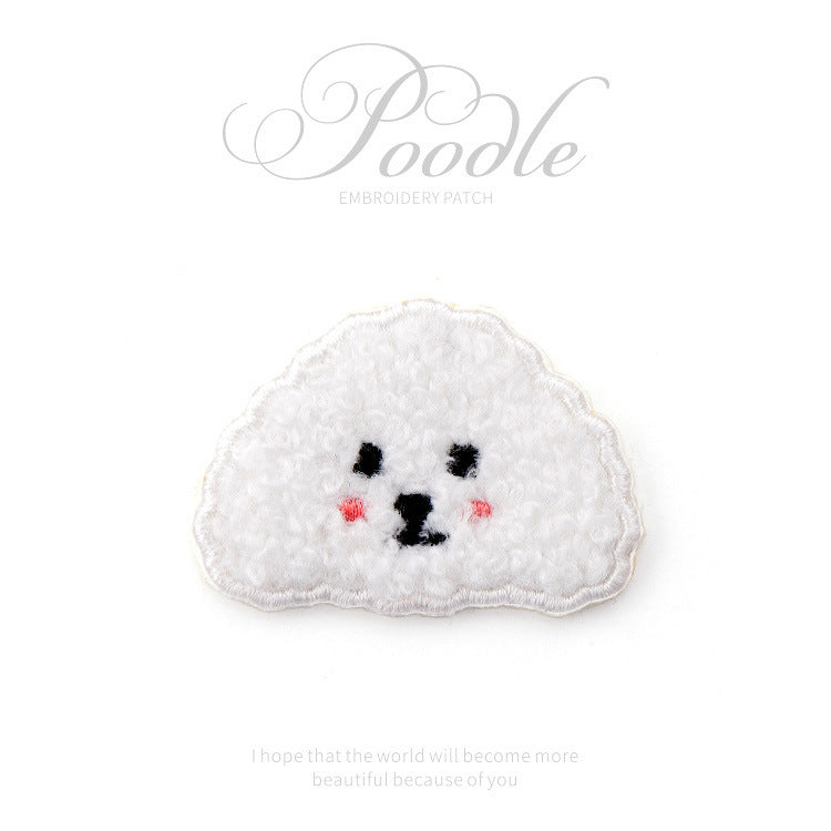 Poodle Head Applique Patch – Embroidered Iron-On for Jackets, Bags & DIY Projects