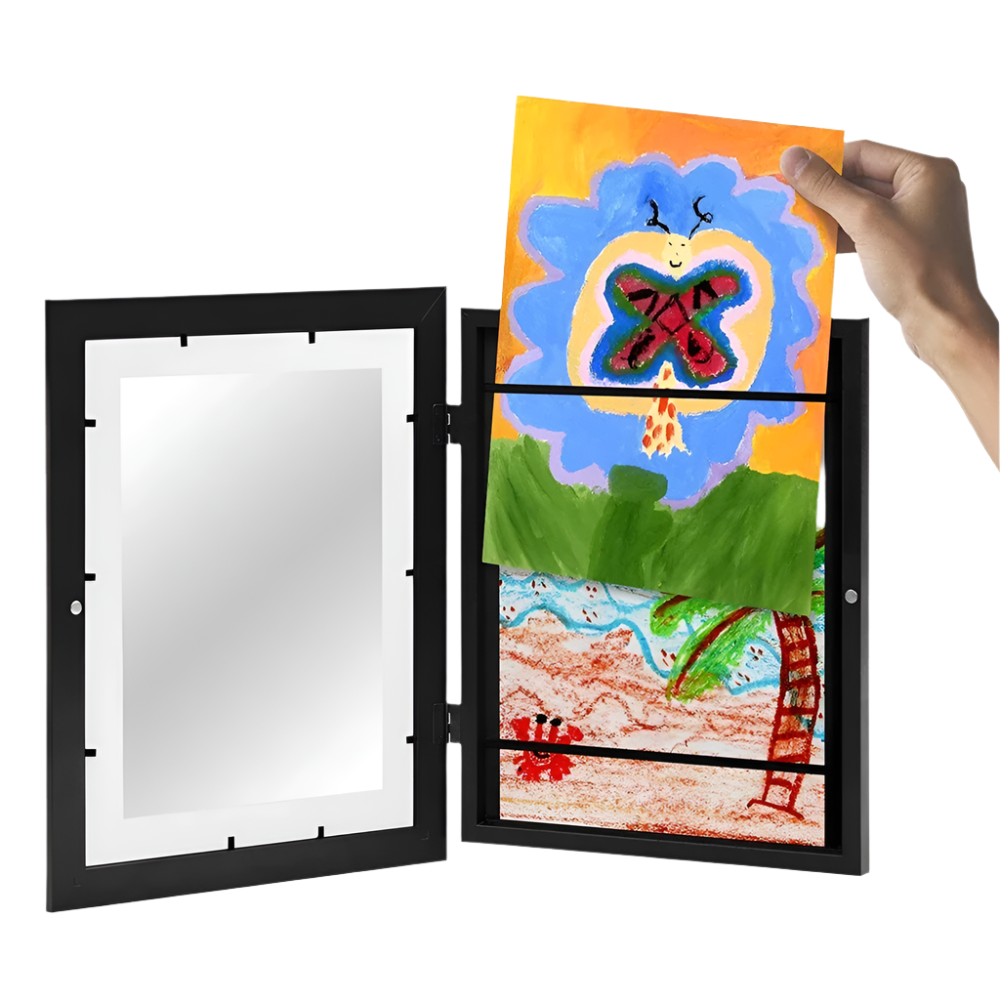 A frame with storage space in A4 format