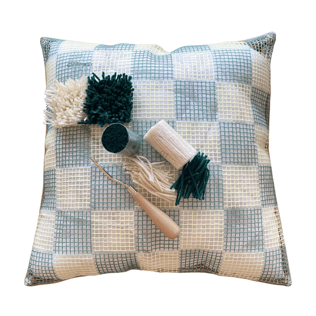 Smyrna Latch Hook Pillow Cover Kit - Verde FlatPackPony