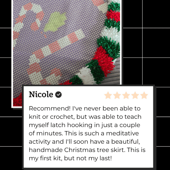 Candy Cane Round Christmas Rug Smyrna Latch Hook Kit 80x80cm - Flatpackpony