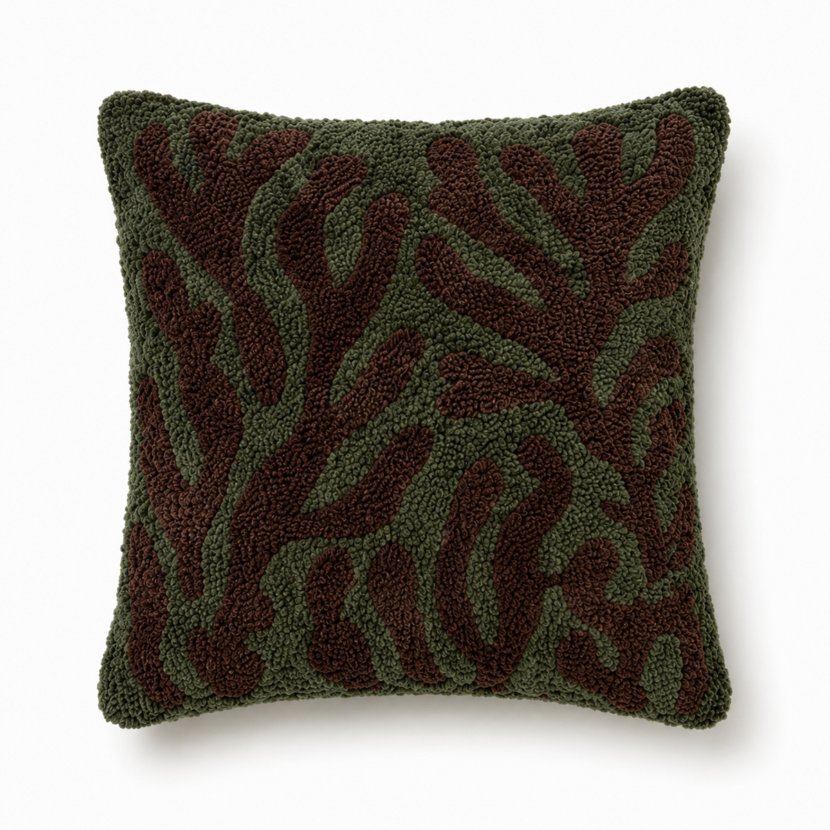 Smyrna Latch Hook Pillow - Brown and Green - Helena FlatPackPony