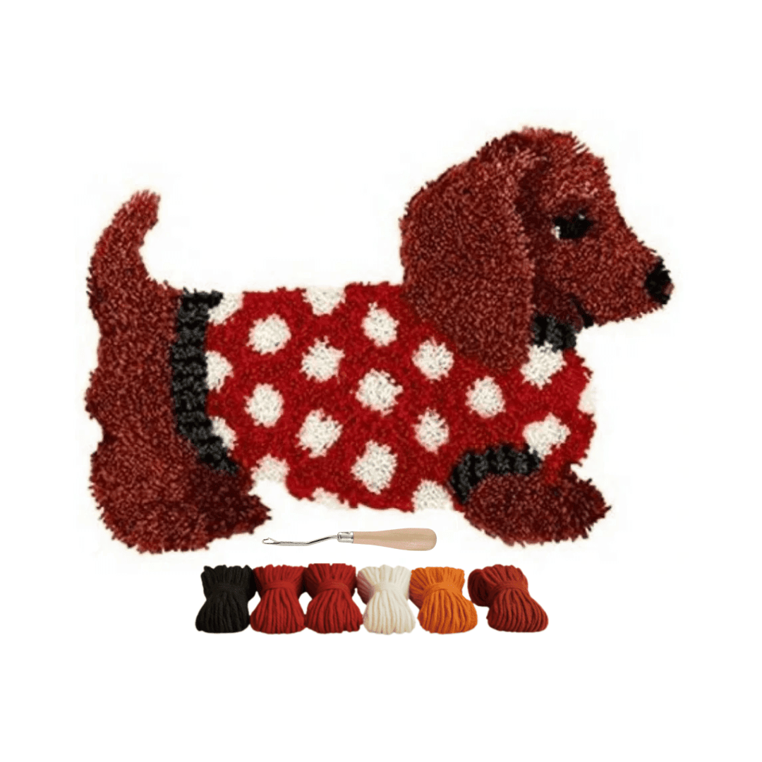 Latch Hook Rug Kit Set - Dachshund Rug - Flatpackpony