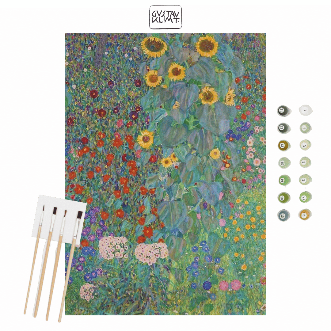 Paint by Numbers – Gustav Klimt Farm Garden with Sunflowers - Flatpackpony