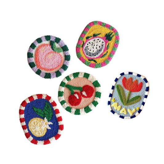Cartoon Punch Needle Coaster DIY Kit - Beginner Friendly with Video Instructions