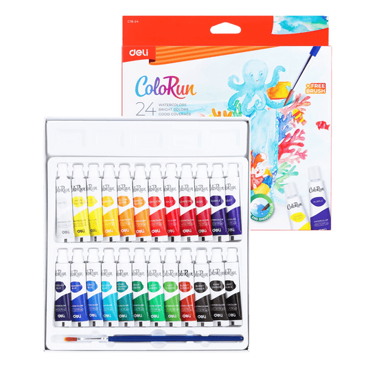 12 or 24-Color Acrylic Paint Kit with Brush and Reusable Palette
