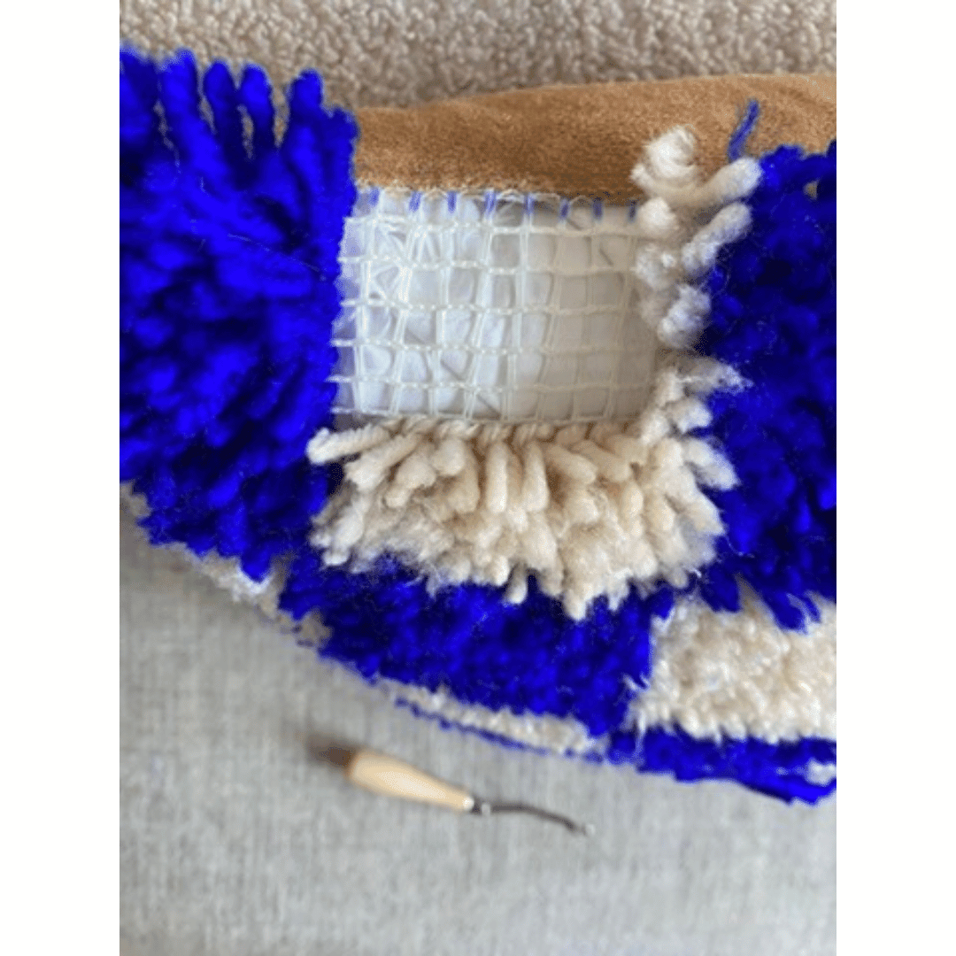 Smyrna Latch Hook Pillow - Cyano - Flatpackpony