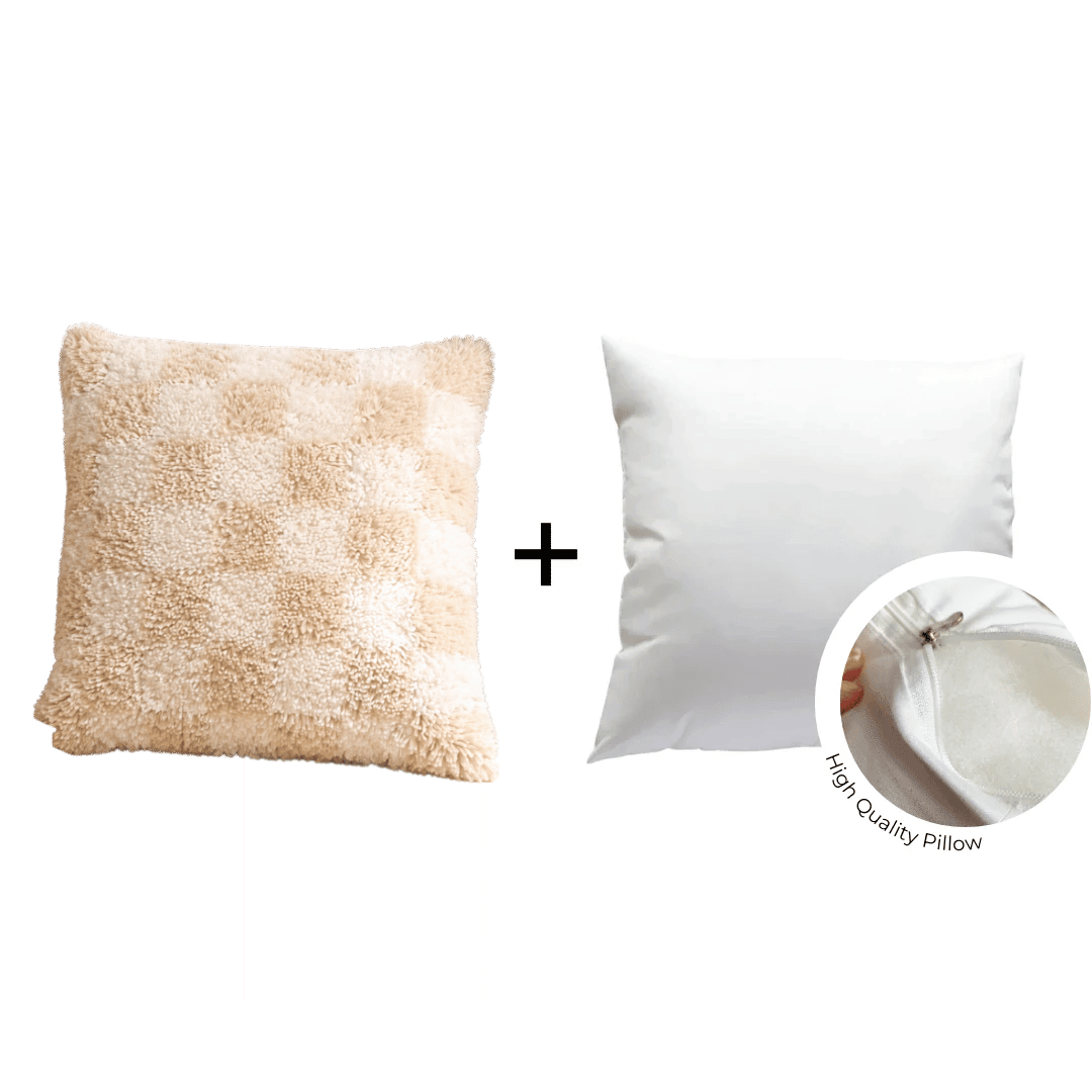 Smyrna Latch Hook Pillow - Vanilla - Flatpackpony