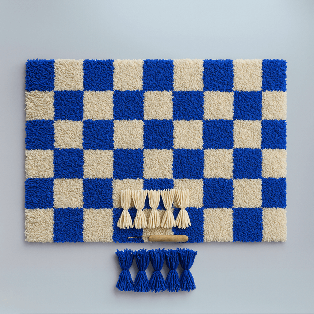 Smyrna Latch Hook Rug Kit - Cyano - Exclusive Flatpackpony Design - Flatpackpony