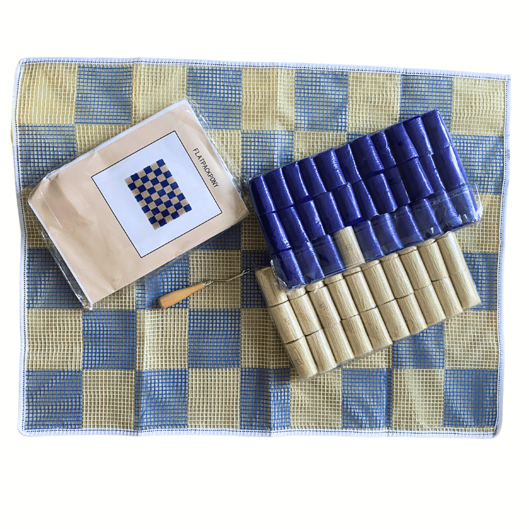 Smyrna Latch Hook Rug Kit - Cyano - Exclusive Flatpackpony Design - Flatpackpony