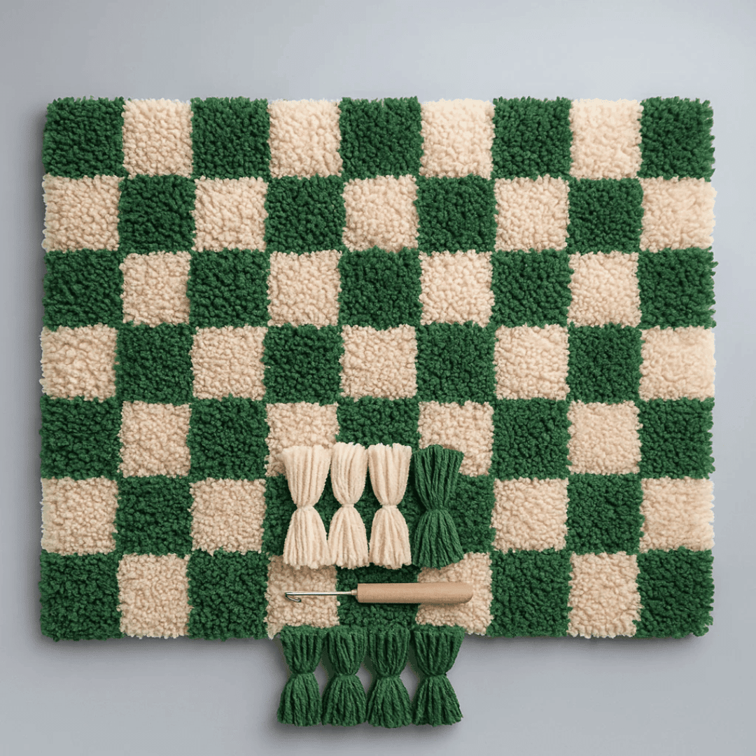 Smyrna Latch Hook Rug - Verde - Flatpackpony